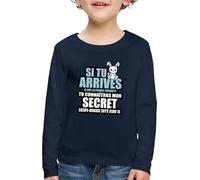 Spreadshirt Je Vais Être Grand-Frère Secret Annonce Grossesse Cadeau Futur Bébé T-Shirt Manches Longues Premium Enfant, 98/104 (2 Ans), Bleu Marine