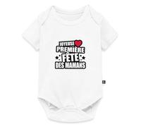 Spreadshirt® Joyeuse Première Fête Des Mamans Body Bébé Bio Manches Courtes, 0-3 mois, blanc