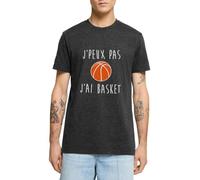 Spreadshirt J'Peux Pas J'Ai Basket Citation Basket-Ball T Shirt Homme Premium, L, Anthracite chiné