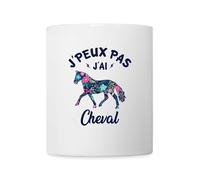 Spreadshirt J'Peux Pas J'ai Cheval Fleuri Mug Blanc, taille unique, blanc