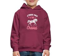 Spreadshirt J'Peux Pas J'Ai Cheval Fleuri Rose Pull À Capuche Premium Enfant, 152/164 (12-14 Ans), Bordeaux