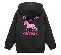 Spreadshirt J'Peux Pas J'Ai Cheval Rose Équitation Veste À Capuche Enfant Premium, 158/164 (12 Ans), Noir