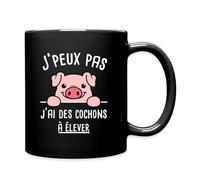 Spreadshirt J'Peux Pas J'ai Des Cochons À Élever Tasse Mug, taille unique, noir