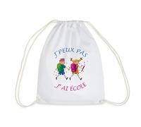 Spreadshirt J'Peux Pas J'Ai École Cadeau Scolaire Fille Garçon Sac À Dos Cordon, Taille Unique, Blanc