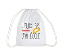 Spreadshirt J'Peux Pas J'Ai École Cadeau Scolaire Sac À Dos Cordon, taille unique, blanc