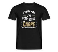 Spreadshirt J'Peux Pas J'Ai Encore La Carpe Cadeau Pêche T-Shirt Homme, XL, Noir