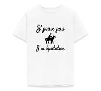 Spreadshirt J'peux Pas J'Ai Équitation Cadeau Cheval T Shirt Ado, 152/164 (12-14 Ans), Blanc
