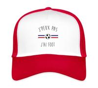 Spreadshirt J'Peux Pas J'Ai Foot Casquette Trucker, Taille Unique, Blanc/Rouge