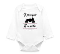 Spreadshirt J'Peux Pas J'Ai Moto Cadeau Motard Body Manches Longues Bébé Bio, 74 (6-9 mois), blanc