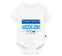 Spreadshirt J'Peux Pas J'Ai Racing Club Strasbourg Body Manches Courtes Bébé Bio, 68 (3-6 mois), blanc