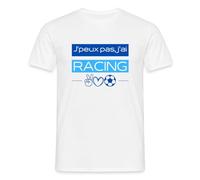 Spreadshirt J'Peux Pas J'Ai Racing Club Strasbourg T Shirt Homme, S, Blanc
