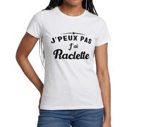 Spreadshirt J'Peux Pas J'Ai Raclette Citation Drôle Noir T Shirt Femme, S, Blanc