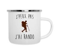 Spreadshirt J'Peux Pas J'ai Rando Mug Camping Émaillée, taille unique, blanc