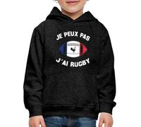 Spreadshirt J'Peux Pas J'Ai Rugby Humour Match Sweat À Capuche Premium Enfant, 134/146 (9-11 Ans), Charbon