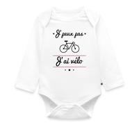 Spreadshirt J'Peux Pas J'Ai Vélo Cycliste Body Manches Longues Bébé Bio, 92 (1,5-2 ans), blanc
