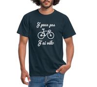 Spreadshirt J'Peux Pas J'Ai Vélo Cycliste Cyclisme T-Shirt Homme, L, Marine