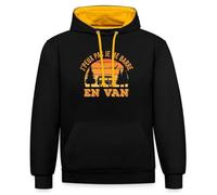 Spreadshirt J'Peux Pas Je Me Barre en Van Camping Car Van Life Humour Cadeau Drôle Vanlife Sweat À Capuche Contrasté Unisexe, L, Noir/Or