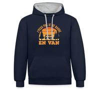 Spreadshirt J'Peux Pas Je Me Barre en Van Camping Car Van Life Humour Cadeau Drôle Vanlife Sweat À Capuche Contrasté Unisexe, L, Bleu Marine/Gris chiné