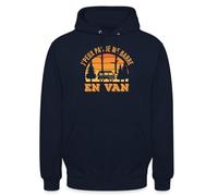 Spreadshirt J'Peux Pas Je Me Barre en Van Camping Car Van Life Humour Cadeau Drôle Vanlife Sweat À Capuche Unisexe, L, Marine