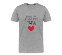 Spreadshirt J'Peux Pas Je Vais Être Papa Grossesse Bientôt Papa T-Shirt Premium Homme, L, Gris chiné