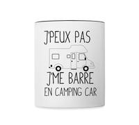 Spreadshirt J'Peux Pas J'Me Barre en Camping-Car Humoristique Mug Bicolore, taille unique, blanc/noir