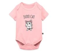 Spreadshirt Judo Cat - Humour Judoka et Chat Body Manches Courtes Bébé Bio, 62 (2-3 mois), rose