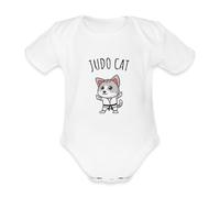 Spreadshirt Judo Cat - Humour Judoka et Chat Body Manches Courtes Bébé Bio, 80 (9-12 mois), blanc