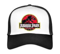 Spreadshirt Jurassic Park Logo Classique Rouge avec T-Rex Casquette Trucker, Taille Unique, Blanc/Noir