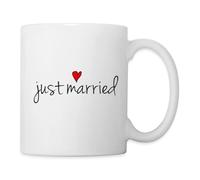 Spreadshirt Just Married Design Jeune Mariée Mariage EVJF Mug Blanc, taille unique, blanc