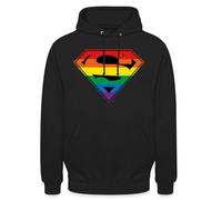 Spreadshirt Justice League Logo Arc-en-Ciel Superman Couleurs LGBT LGBTQI+ Sweat À Capuche Unisexe, XXL, Noir
