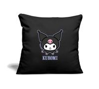 Spreadshirt Kuromi Portrait avec Lettrage Housse De Coussin Décorative 45 x 45 cm, Taille Unique, Noir