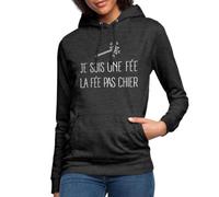 Spreadshirt La fée Pas Chier Sweat À Capuche Femme, M, Charbon
