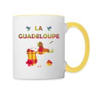 Spreadshirt La Guadeloupe Carte Mug Bicolore, taille unique, blanc/jaune