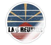 Spreadshirt La Réunion Département 974 Drapeau Autocollant Sticker, 10 x 10 cm, blanc brillant