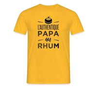 Spreadshirt L'authentique Papa Au Rhum Idée Cadeau T Shirt Homme, L, Jaune