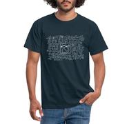 Spreadshirt Le Chat De Schroedinger - Cadeau pour Les Physiciens, Nerds Ou Geeks - Humour Science Quantique T-Shirt Homme, XL, Marine