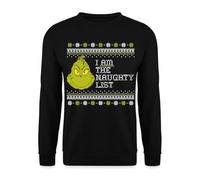 Spreadshirt Le Grinch Motif De Noël I Am The Naughty List Sweat Unisexe, 3XL, Noir