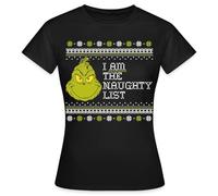 Spreadshirt Le Grinch Motif De Noël I Am The Naughty List T Shirt Femme, XXL, Noir