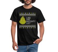 Spreadshirt Le Grinch Motif De Noël I Am The Naughty List T Shirt Homme, S, Noir