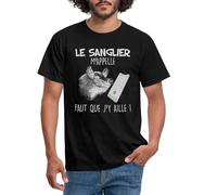 Spreadshirt Le Sanglier m'appelle - Chasse Sanglier - Cadeau Humoristique pour Chasseurs T-Shirt Homme, 3XL, Noir