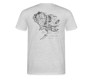 Spreadshirt Le Seigneur des Anneaux Carte De Middle-Earth T Shirt Homme, L, Gris chiné