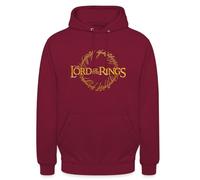 Spreadshirt Le Seigneur des Anneaux Logo Et Inscription Sweat À Capuche Unisexe, XL, Bordeaux
