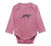 Spreadshirt Léopard des Neiges Style Encre Japonaise Cadeau Japon Body Manches Longues Bébé Bio, 56 (0-2 mois), mauve