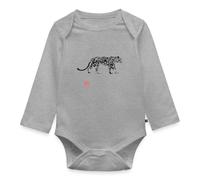Spreadshirt Léopard des Neiges Style Encre Japonaise Cadeau Japon Body Manches Longues Bébé Bio, 80 (9-12 mois), gris chiné