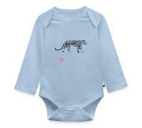 Spreadshirt Léopard des Neiges Style Encre Japonaise Cadeau Japon Body Manches Longues Bébé Bio, 92 (1,5-2 ans), bleu clair