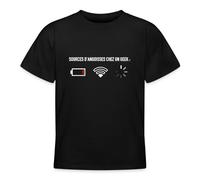 Spreadshirt Les Angoisses du Geek : Batterie Faible Humour T-Shirt Ado, 152/164 (12-14 Ans), Noir