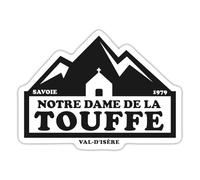 Spreadshirt Les Bronzés Font Du Ski Notre Dame de la Touffe Humour Montagne Ski Autocollant Sticker, 10 x 10 cm, blanc mat