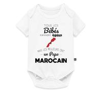 Spreadshirt Les Meilleurs Bébés Ont Un Papa Marocain Cadeau Bébé Humour Papa Body Manches Courtes Bébé Bio, 68 (3-6 mois), blanc
