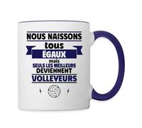 Spreadshirt Les Meilleurs Deviennent Volleyeurs Cadeau Volleyeur Mug Bicolore, taille unique, blanc/bleu cobalt