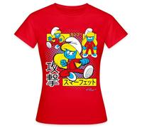 Spreadshirt Les Schtroumpfs La Schtroumpfette Japonais Smurfs T-Shirt Femme, XL, Rouge